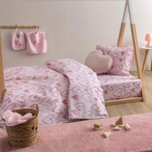 Palamaiki Σετ Σεντόνια Μονά Βαμβακερά MK773 Ροζ 170x260cm 3τμχ